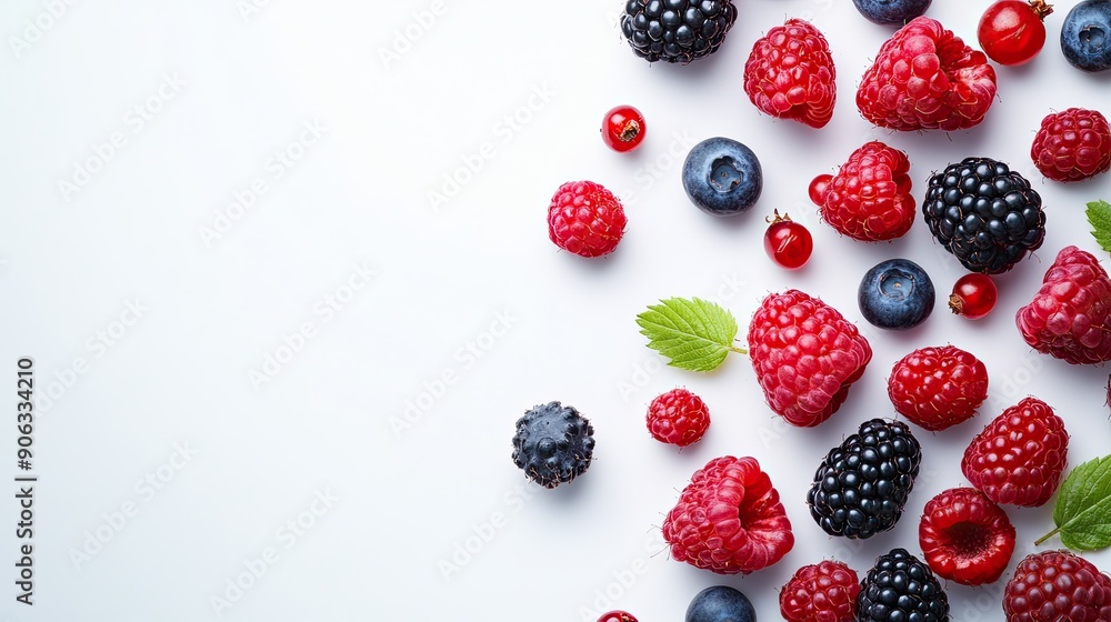Aufkleber Top view of berries with a significant amount of blank space for copy or design elements.
