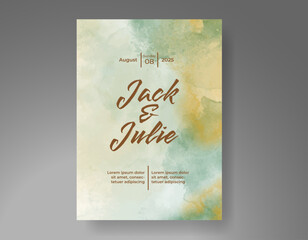Wedding invitation with Abstract splashed watercolor background