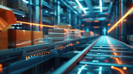 Conveyor Belt System in a Warehouse