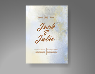 Wedding invitation with Abstract splashed watercolor background