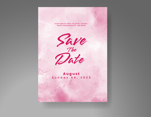 Wedding invitation with Abstract splashed watercolor background