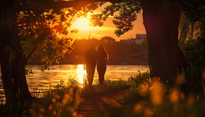 Fototapeta premium couple walking in the park