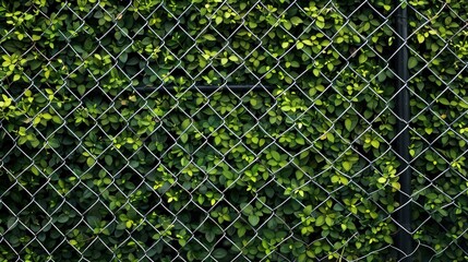 Fototapeta premium Green Vines on a Chain Link Fence