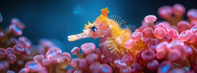 Camouflaged Creatures: Showcase the fascinating camouflage techniques of animals like seahorses blending in with coral or a flatfish lying motionless on the seabed.