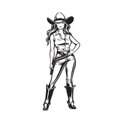 Cowgirl Stock Illustrations. Cowgirl fashion Vector Images