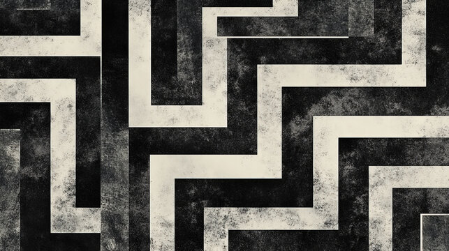 A minimalist geometric pattern with interlocking squares in monochrome tones, creating a sleek and elegant design.