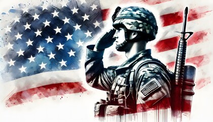 Obraz premium Veterans Day salutes the valor and dedication of American soldiers. Their unwavering commitment and sacrifice for our country's freedom and security are a profound inspiration to us all.