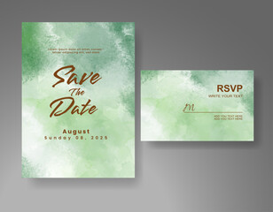 Wedding invitation with Abstract splashed watercolor background