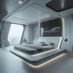 Fototapeta premium Futuristic Minimalist Bedroom