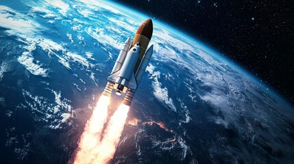 Fototapeta premium Advancements in Space Exploration: Rockets and Satellites Fostering Innovation in Technology