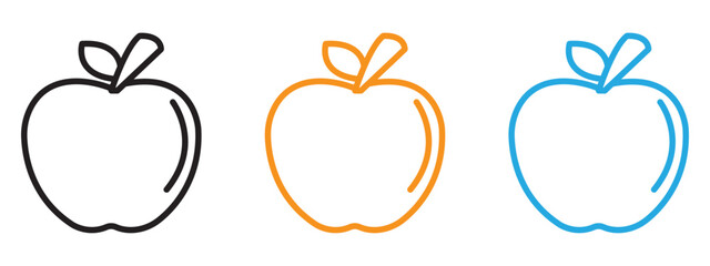 Apple icon Flat vector set outline