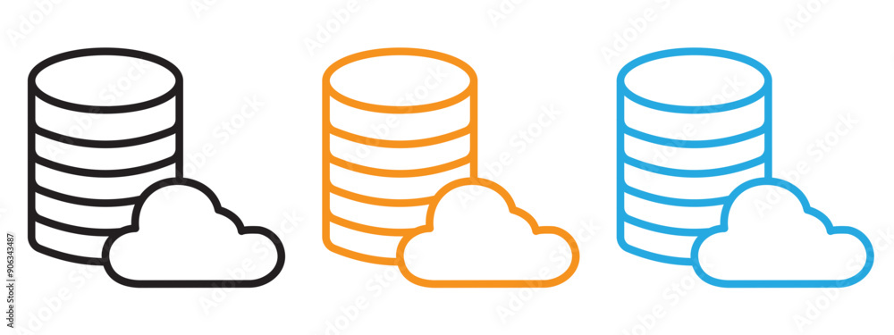 Aufkleber cloud database icon flat vector set outline