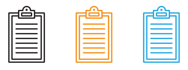 Clipboard icon Flat vector set outline