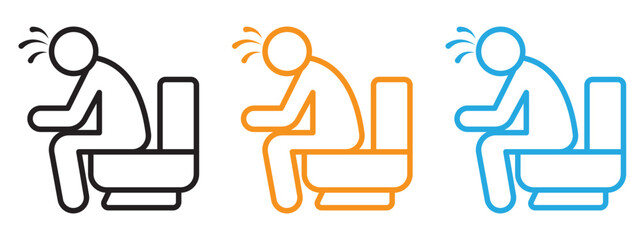Diarrhea icon Flat vector set outline