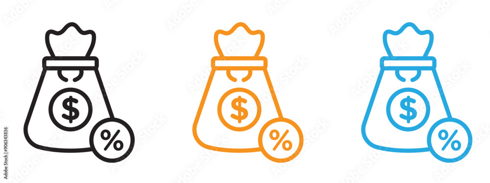 Poster fixed deposit icon flat vector set outline