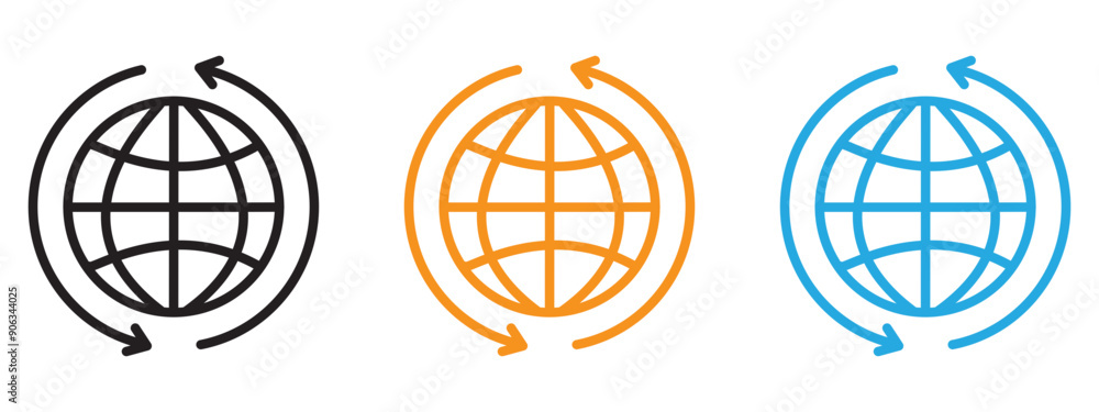 Poster import export icon flat vector set outline