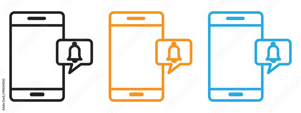 Aufkleber mobile message notification icon flat vector set outline