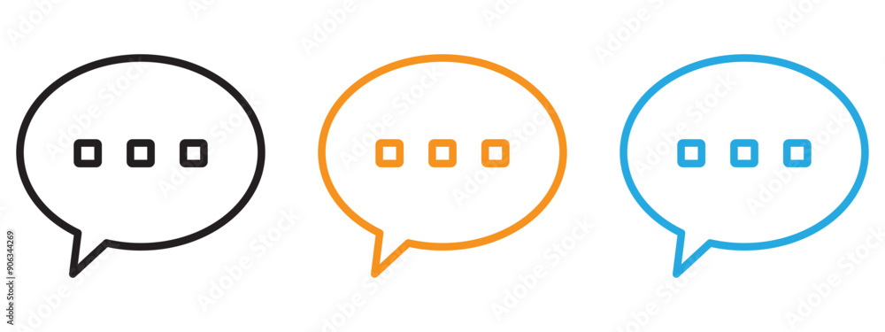 Poster messaging icon flat vector set outline