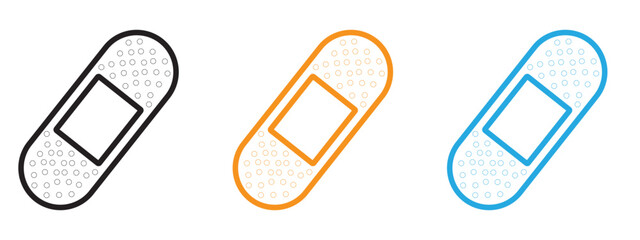 Medical patch icon Flat vector set outline