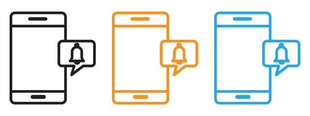Mobile message notification icon Flat vector set outline