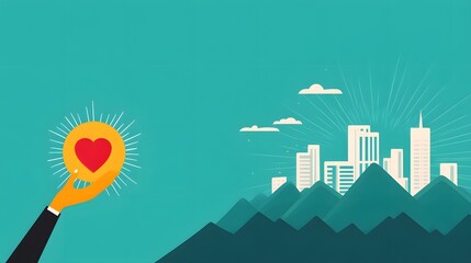 Empowering Humanity: World Humanitarian Day Flat Design Illustration with Copy Space for Text