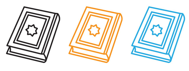 Quran book icon Flat vector set outline