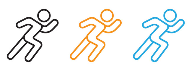 Running icon Flat vector set outline