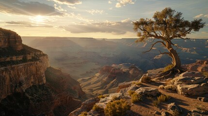 Fototapeta premium Majestic sunset over the rugged cliffs and canyons of the Grand Canyon