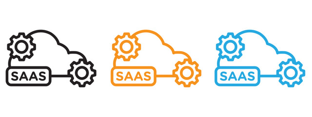 SaaS icon Flat vector set outline