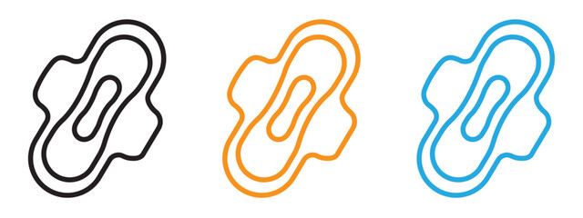 Sanitary pad icon Flat vector set outline
