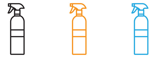 Spray bottle icon Flat vector set outline