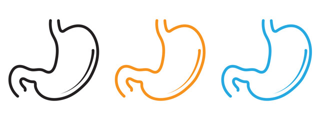 Stomach icon Flat vector set outline
