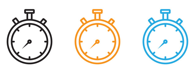 Stopwatch icon Flat vector set outline