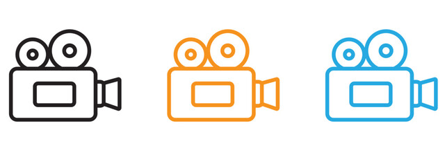 Video camera icon Flat vector set outline