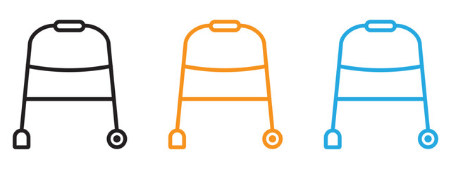 Walker icon Flat vector set outline