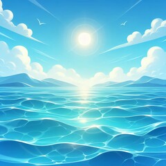 Background illustration of clear blue water surface on a summer day
