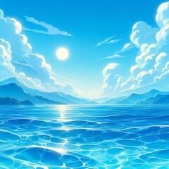 Background illustration of clear blue water surface on a summer day
