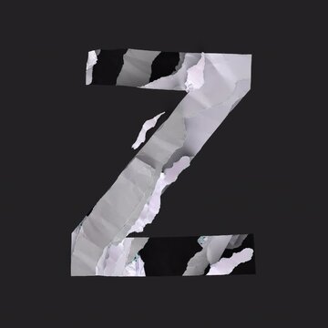 Crumpled Paper Shredded Letter Z