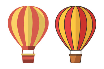 Colorful hot air balloon vector isolated illustration striped pattern.