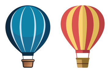 Colorful hot air balloon vector isolated illustration striped pattern.