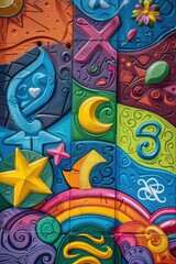 Obraz premium Colorful Mural Close Up