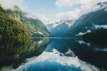 Mountainous Landscape Reflected in a Still Lake