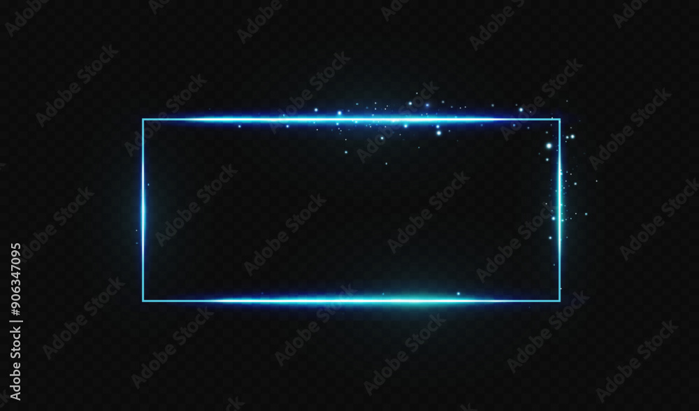 Wall mural rectangular frame with light effects.blue frame.vector illustration, eps