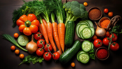 Various vegetables arranged on a table