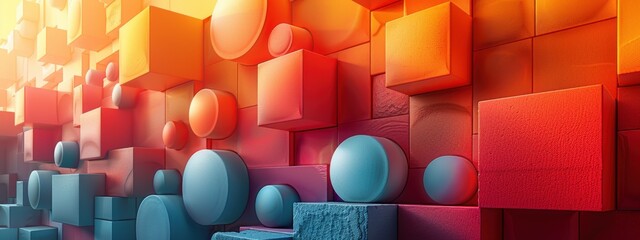 Geometric Intricacy: Create a composition using geometric shapes like squares, circles, and triangles, layering them to form a complex and visually interesting relief.