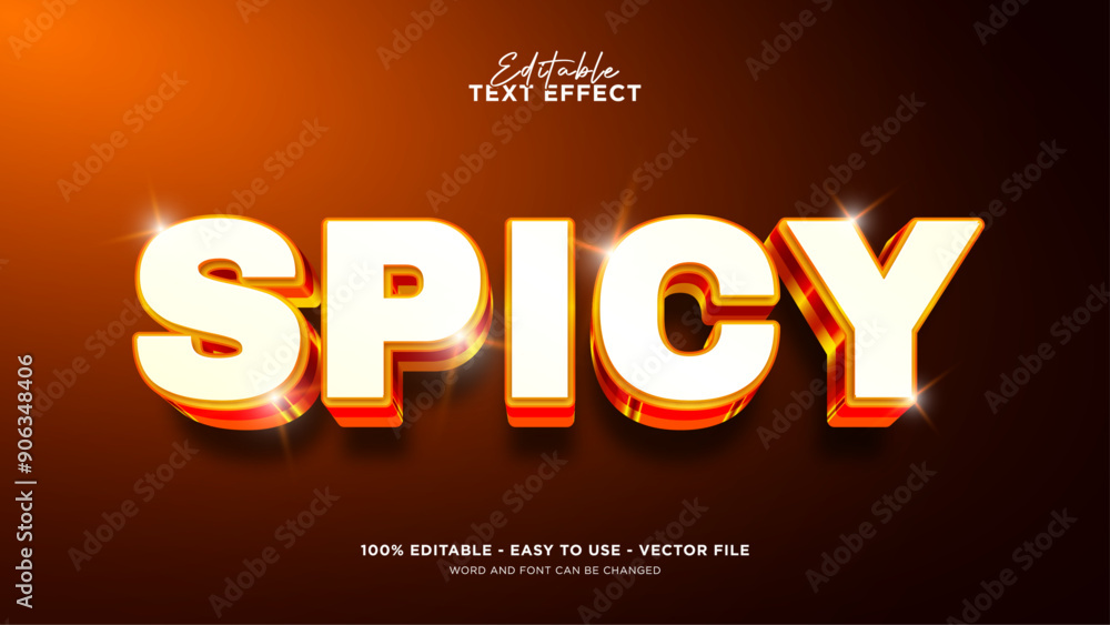 Poster editable spicy text style effect, 3d vector mock up