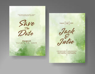 Wedding invitation with Abstract splashed watercolor background