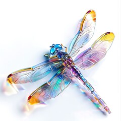 A Colorful Glass Dragonfly with Translucent Wings