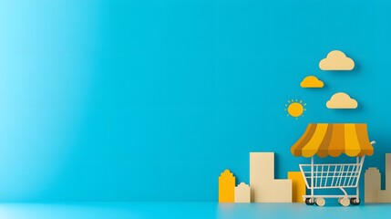 Digital Investment: Exploring E-commerce Opportunities with Copy Space, Flat Design Illustration