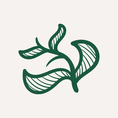 Leaves design elements - Vector illustration leaf shapes in  green colours on white background